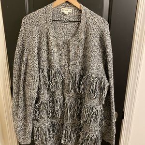 Ava & Viv grey knit fringe sweater